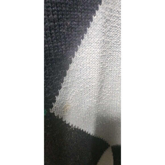 Lacoste Pullover Argyle V-Neck Sweater Men's Sz 7/L Long Sleeve Logo Blue Green - Picture 6 of 7